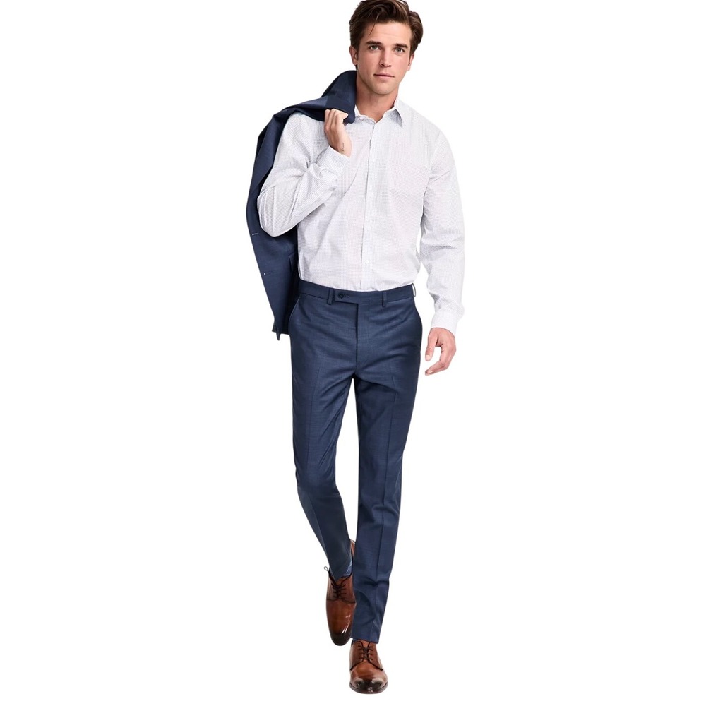 Calvin Klein‎ Mens Skinny Fit Dress Pants Wool Blend Blue 34x32